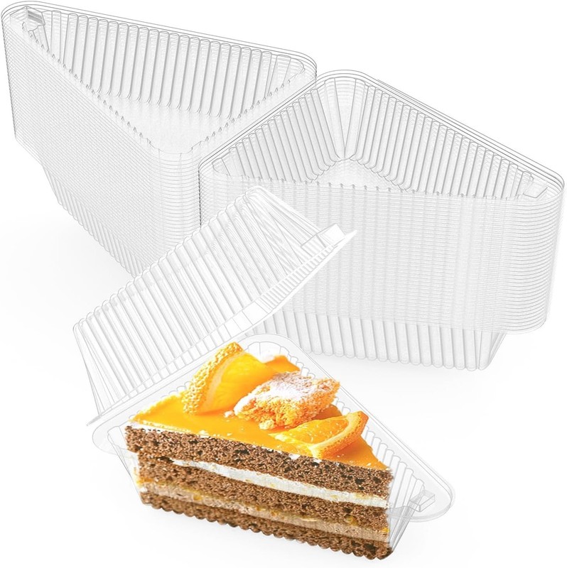 Clear 4.33 Inch Cake Slice Containers - 100 Pack for Freshness and Visibility gallery