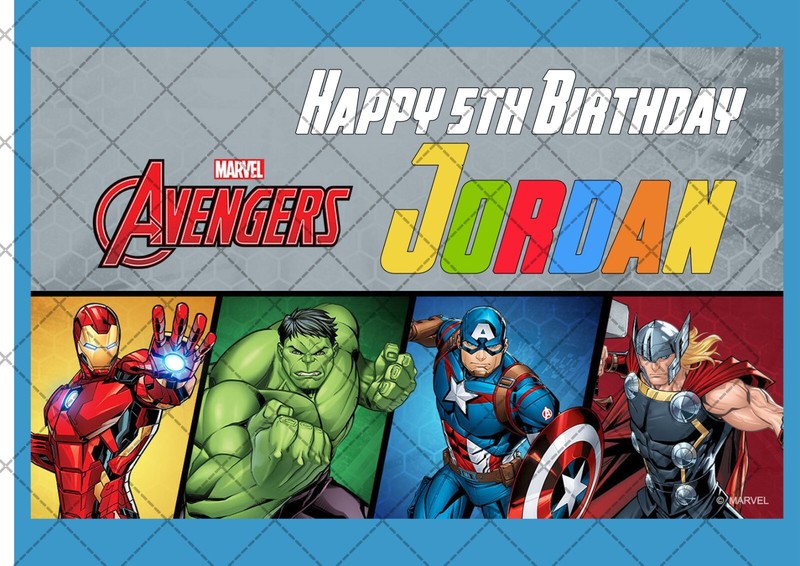 Marvel Avengers Superhero Rectangle Square A4 A3 Edible Icing Cake Topper gallery