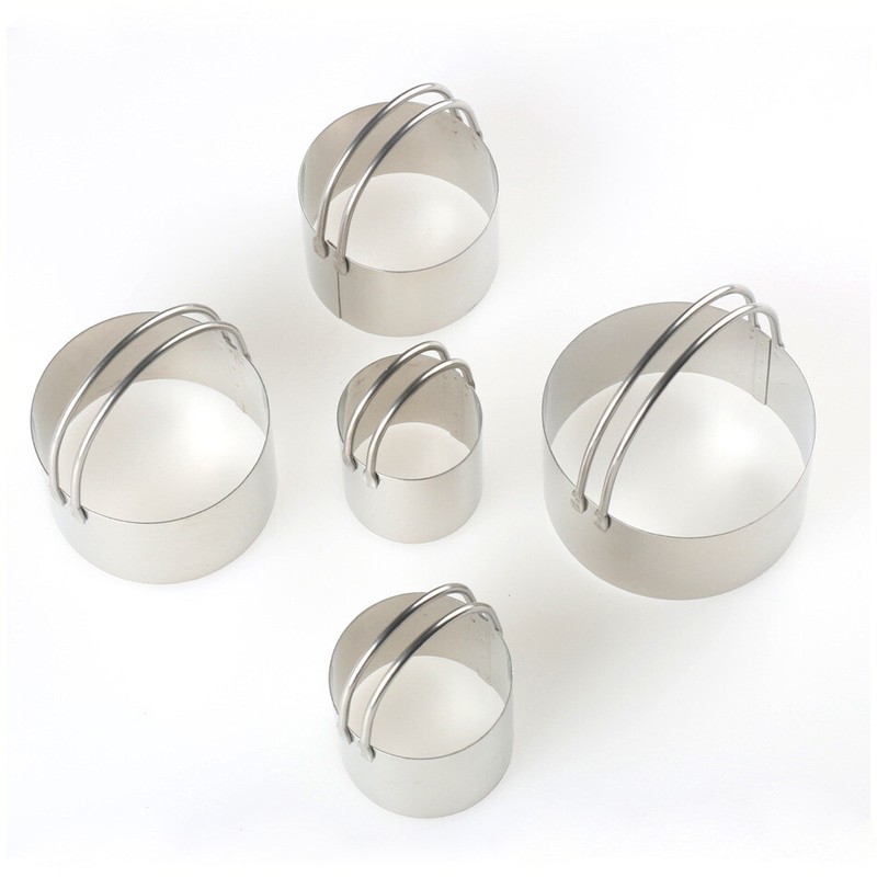 5 Pieces Round Cookies Cutters with Handle, 18/8 Stainless Steel Graduated Circl gallery