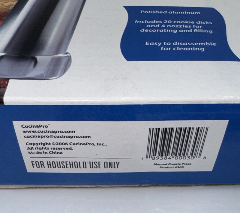CucinaPro Manual Cookie Press #300 Aluminum Cookie Maker w/ Box & Instructions gallery