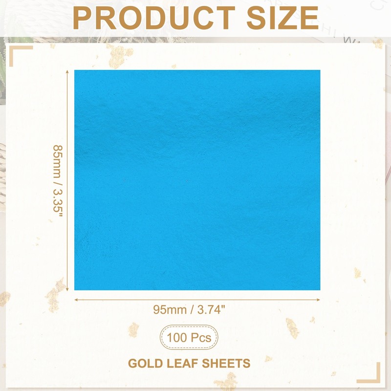 100Pcs Gold Leaves 3.7"x3.4" Gold Leaf Metallic Paper Sky Blue Color gallery