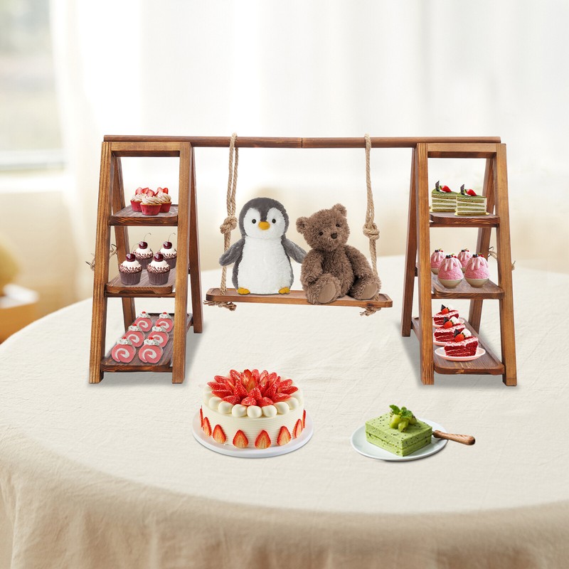 3 Tiers Solid Wooden Simplicity Serving Tray Dessert Stand Decor Cupcake Stand gallery