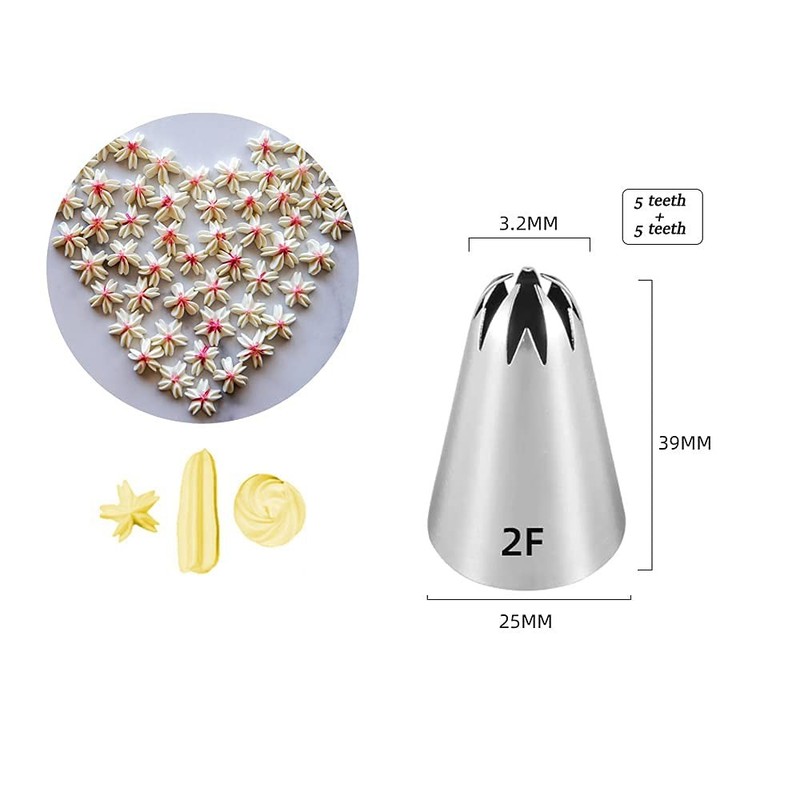 Large Icing Piping Tips Set Open Star Flower Stainless Steel Silver 3 PCS gallery