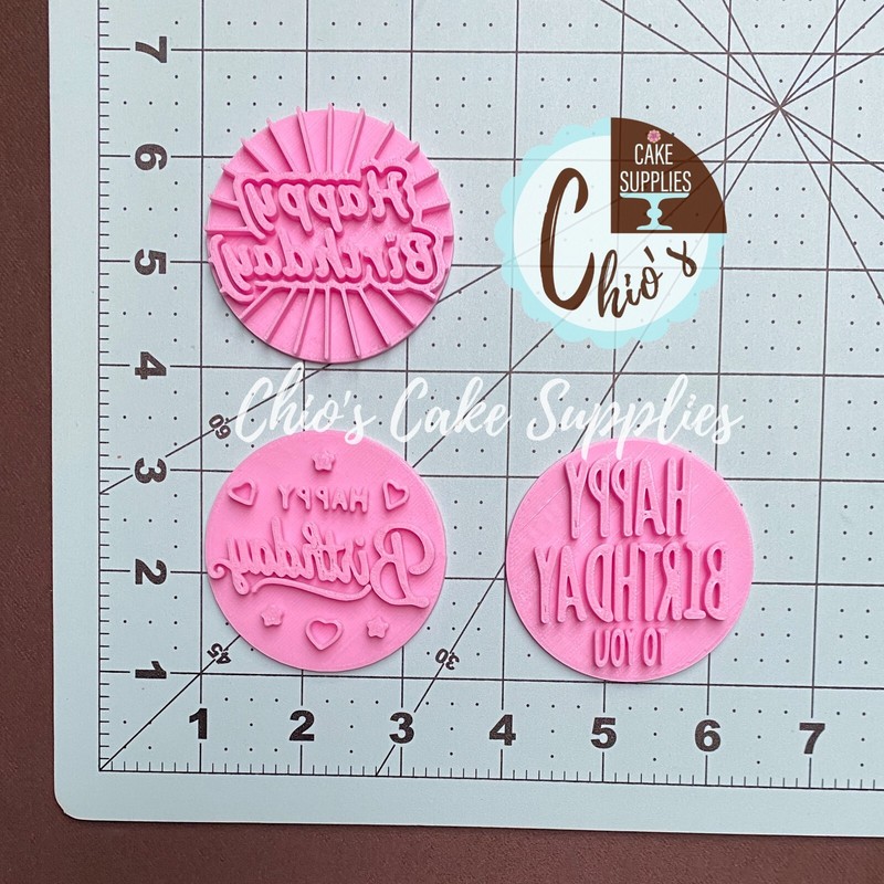 Happy Birthday Fondant Embosser Stamps. 2.5 in diamter gallery