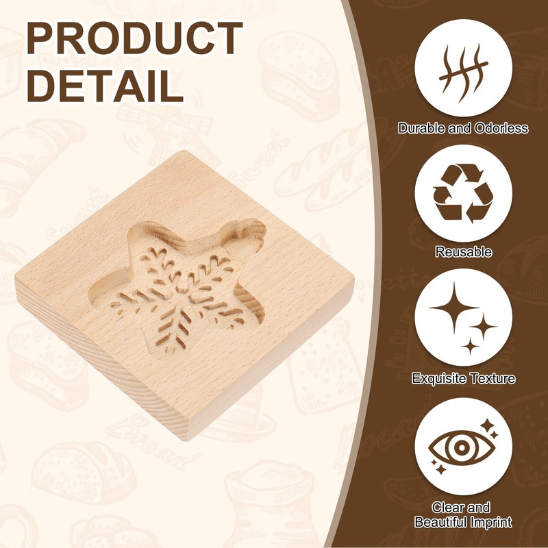 Cookie Stamp, Wooden Cookie Biscuit Cutter (Snowflake Star) gallery