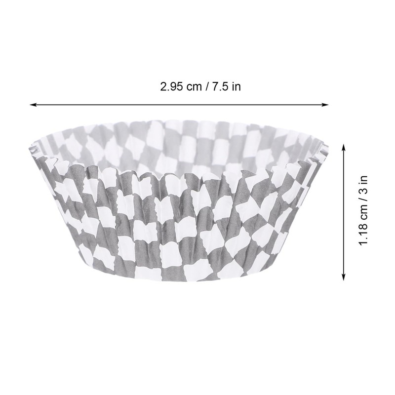 100 PCS Black White Checkered Cupcake Liners Baking Cup Wrappers 2.95 Inch gallery