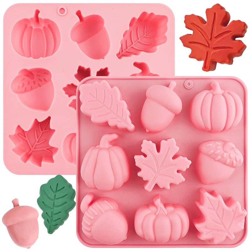 Thanksgiving Fall Silicone Molds Halloween Pumpkin Candy Mold Maple Leaf Fond…