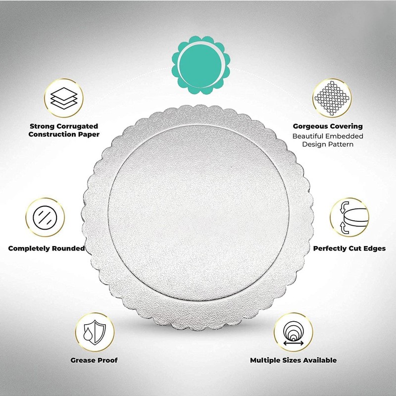 Goiio 4 Pack Cake Boards, Scalloped Cake Circle Base, 6, 8, 10, 12 Inch Cake Bas gallery