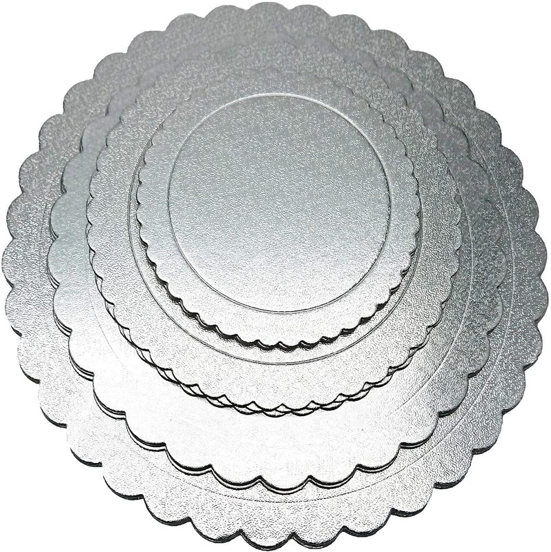 Goiio 4 Pack Cake Boards, Scalloped Cake Circle Base, 6, 8, 10, 12 Inch Cake Bas gallery