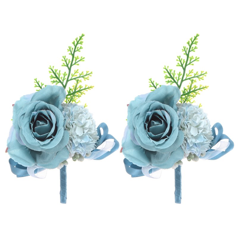 2-Pack Boutonnieres for Men, Artificial Rose Men Boutonnieres [Dark Blue]