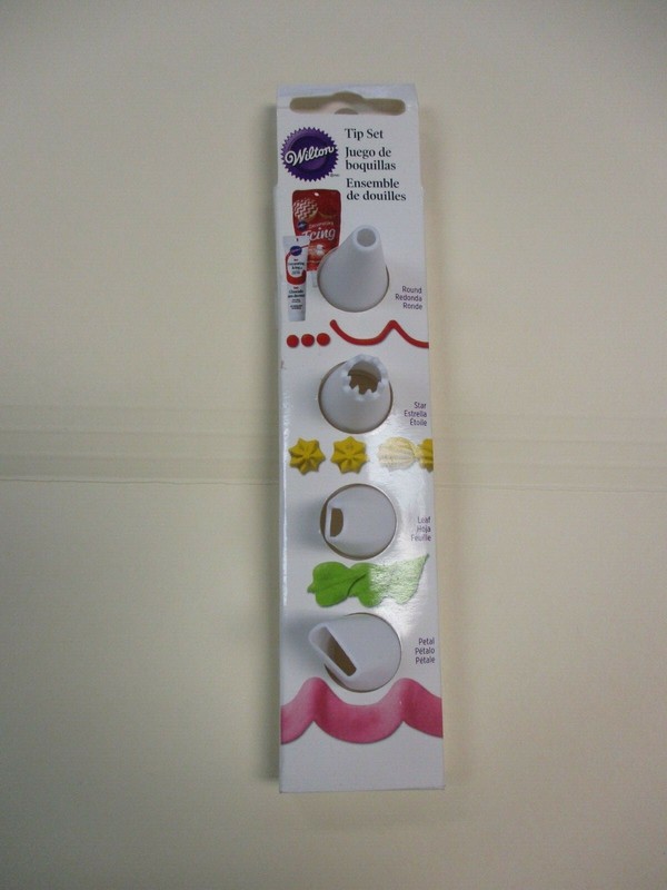 Wilton 418-621 New 4 pc Tip Set (Plastic Icing Nozzle for Ready to Ice Cake)