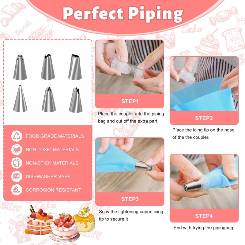 Cake Decorating Kit Revolving Turntable Icing Bags Tips Spatulas 207 PCS gallery