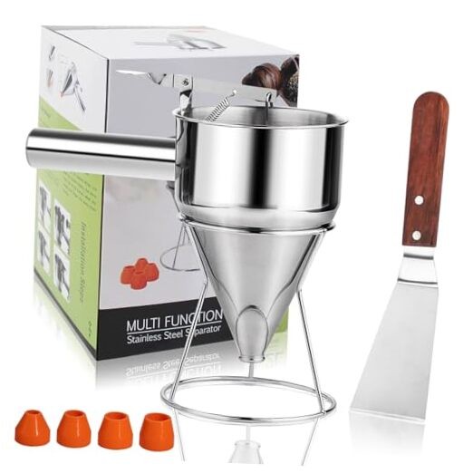 40oz Pancake Batter Dispenser Stainless Steel with Metal Spatula, Stand,