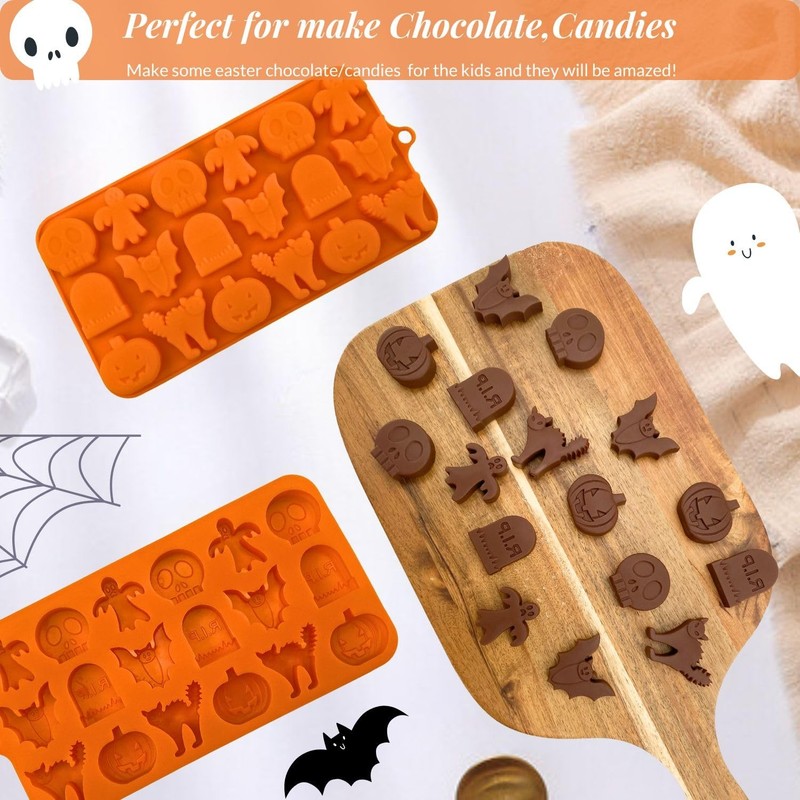 1 Pieces Halloween Silicone Chocolate Moulds 18 Cavity Pumpkin, Cat, Ghost, B... gallery