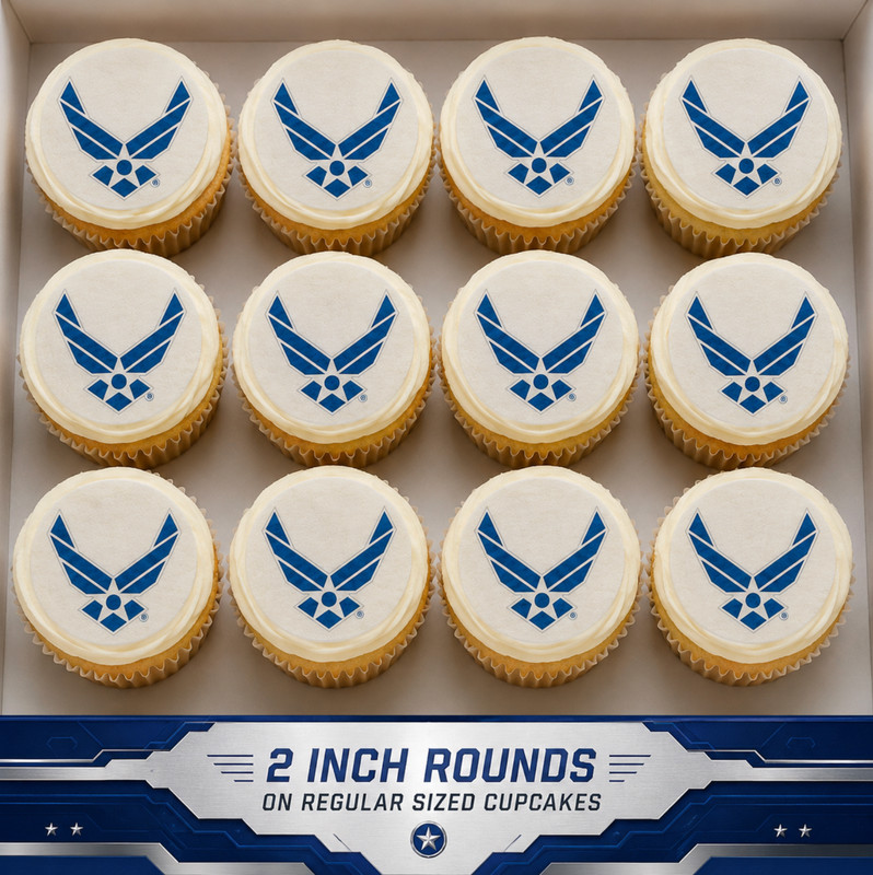 set of 12 U.S. Air Force edible image rounds, pre cut, choose your sz.