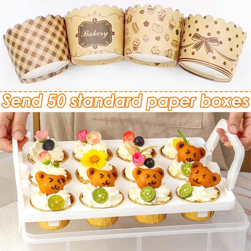 Cupcake Carrier Stackable Storage Container Collapsible Cake Carrier with Lid... gallery