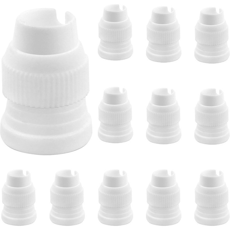 12 Piece Standard Piping Bag Couplers, Small Plastic Icing Tip Adapter for Cake
