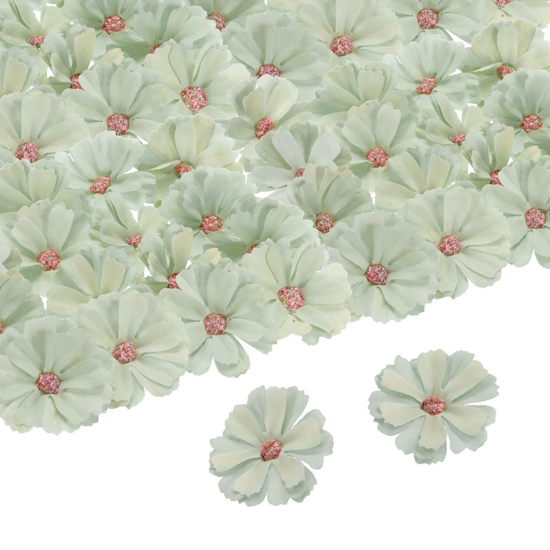 50pcs Artificial Daisy Heads, 1.8″ for Fake Silk Flowers, Grass Green