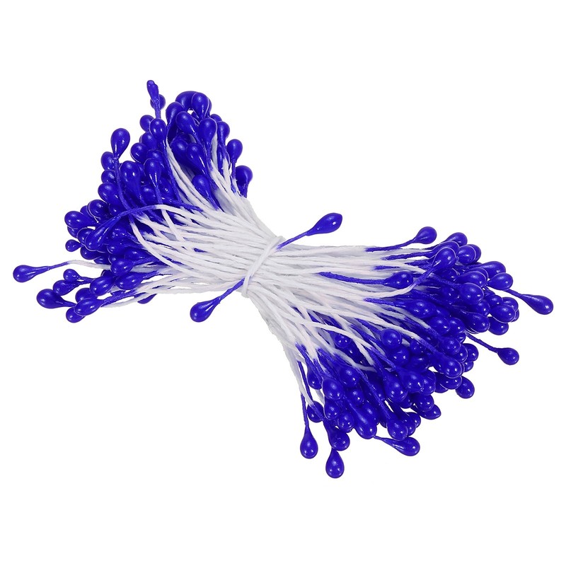 150Pcs 3mm Double Heads Flower Stamen Artificial Flower Pistil Sapphire Blue