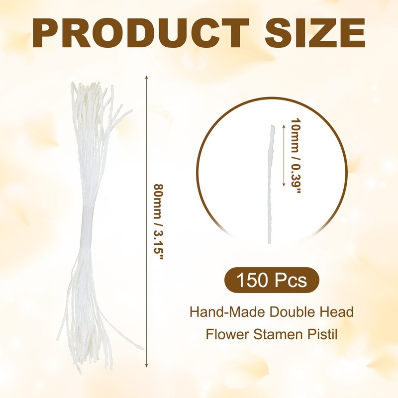 10mm Double Heads Flower Stamen, 150 Pcs Artificial Flower Stamen Pistil, White gallery
