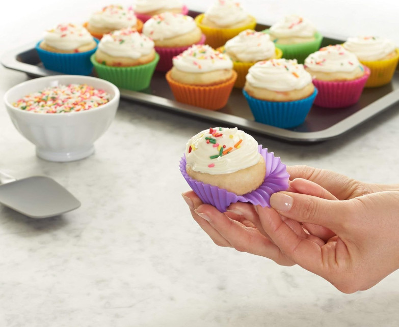 Reusable Multicolor Silicone Baking Cups BPA Free Muffin Liners Oven safe 12Pack gallery