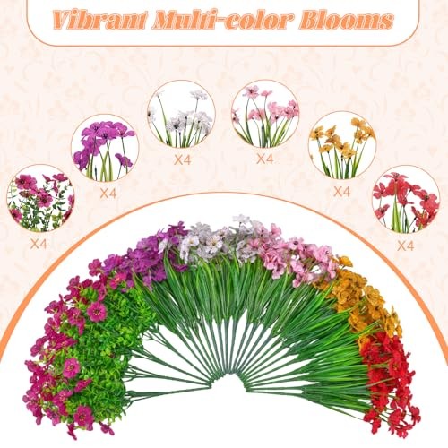 24 Bundles Artificial 6 Colors (Fuchsia, Purple, White, Pink, Yellow, Red) gallery
