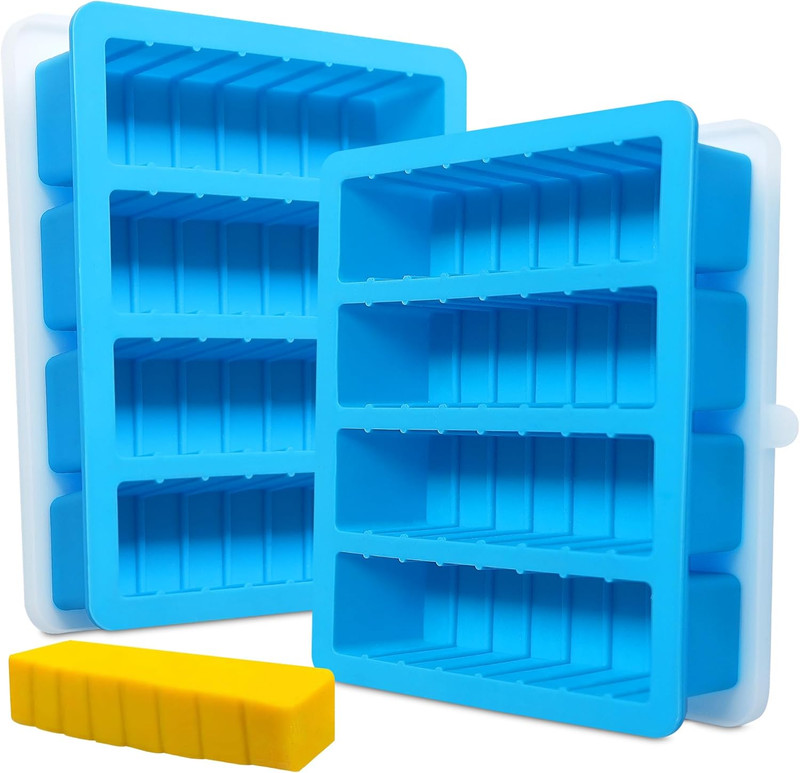 2PCS Butter Silicone Mold with Lid, Non-Stick Butter Mold Tray with Measurements