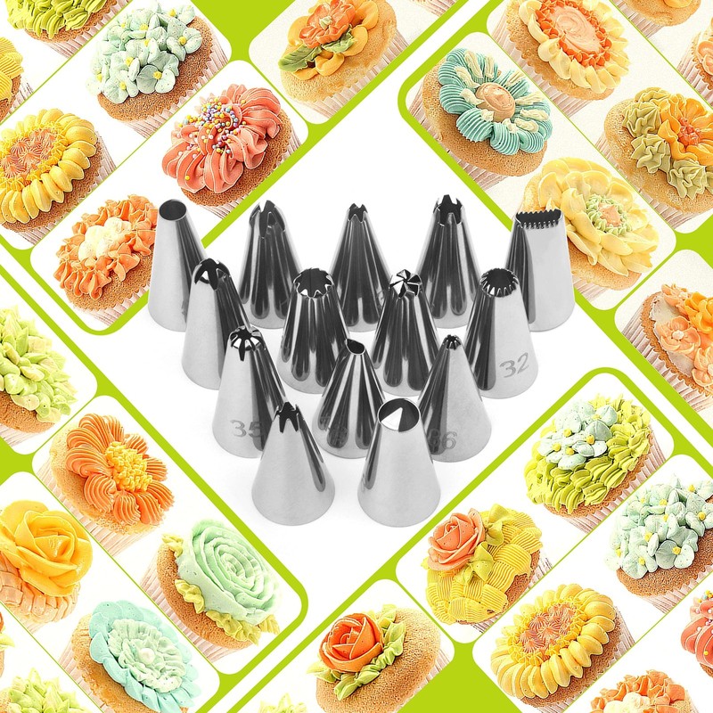 52 PCS Beginner Cake Decorating Kit Numbered Icing Tips Flower Nails Box gallery