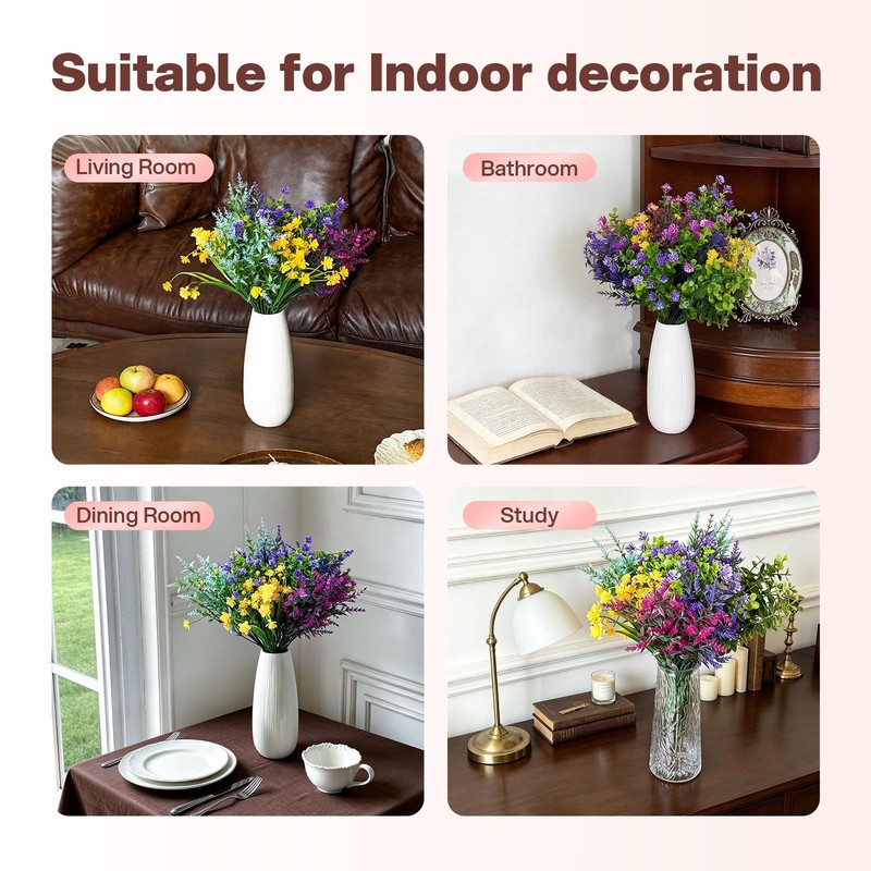 Tqrr 28Pcs Artificial Flowers For Outdoor Uv Resistant Fake Silk Flowers Faux gallery