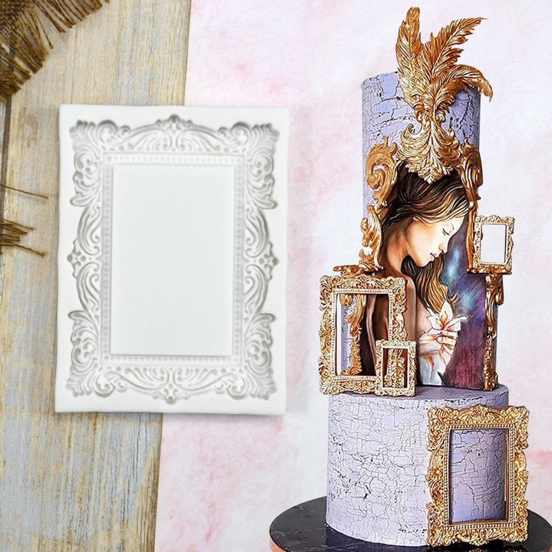 Silicone Craft Mold European Style Picture Frame Fondant Chocolate Candy Mold gallery
