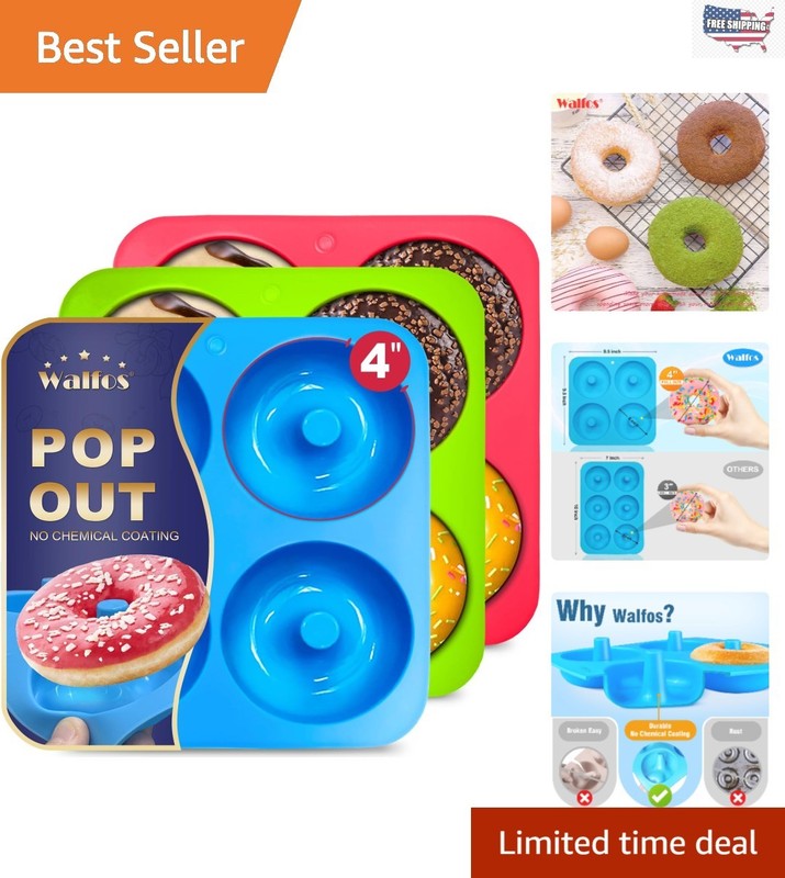 Heat Resistant Silicone Donut Pan Set – 3 Non-Stick Molds for Homemade Treats