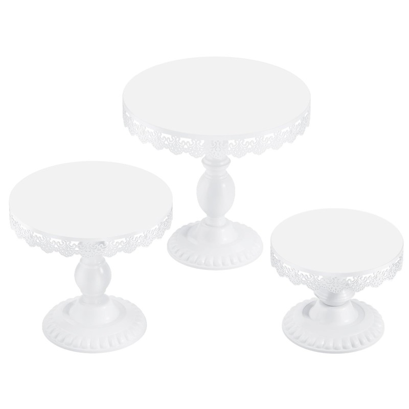 3 PCS White Cake Stands (8″&10″&12″ Plate), Cupcake Stand with a lace Hollow …