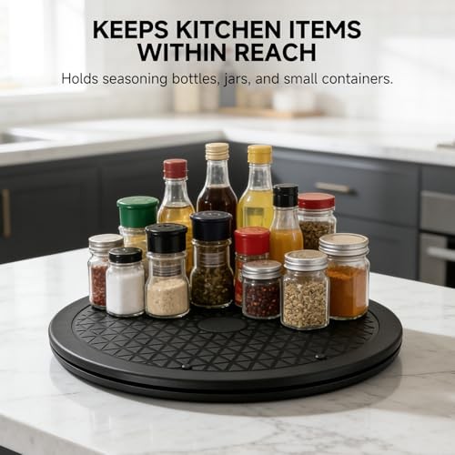 Lazy Susan Turntable 6 Pack 12 Inch Black, Plastic Turntable Organizer, Lazy gallery