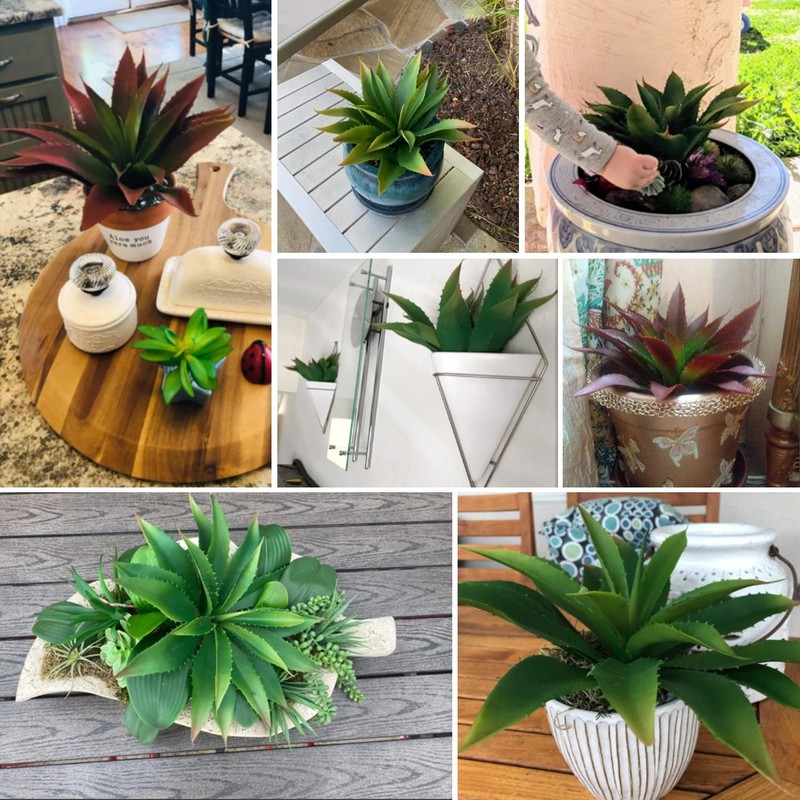 JUSTOYOU Large Artificial Succulents Aloe Plants Real Touch Fake Large, Red gallery