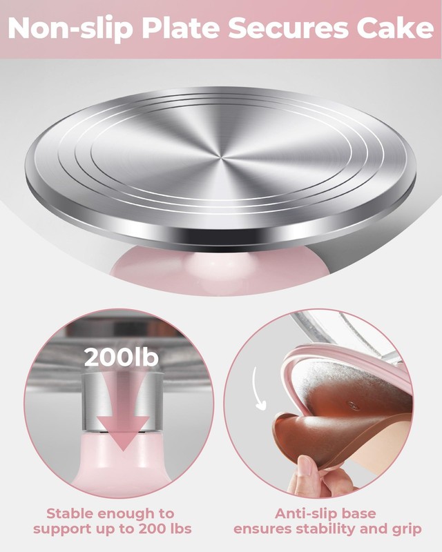 Aluminium Alloy Revolving Cake Stand 12 Inch Rotating Cake Turntable for Cake... gallery