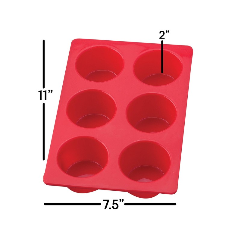 Mrs. Anderson's Baking Silicone 6-Cup Jumbo Muffin Pan, 6-Cup, Jumbo, Red gallery