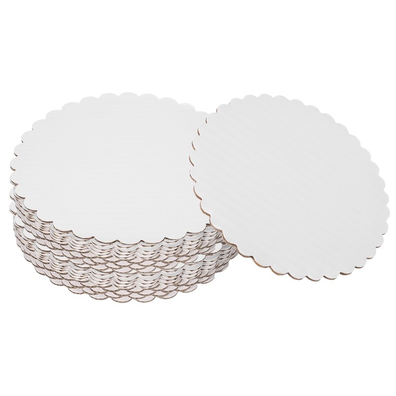 20 Pcs Scalloped Cake Circle Base, 6.9 Inch Cake Cardboards, White