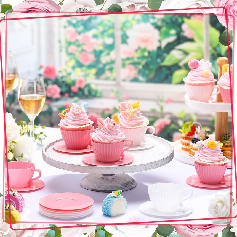 24 Pcs Silicone Teacup Cupcake Molds Muffin Cups for Baking, Teacup Cupcake L... gallery