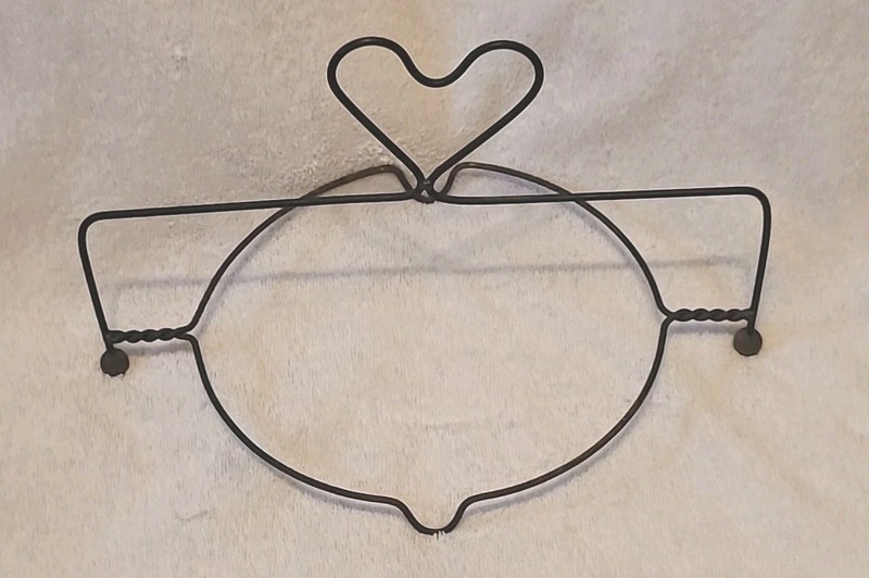 Vintage Wire Dessert, Pie, Casserole Stand Heart Shape Top Unique Wood Ball Feet