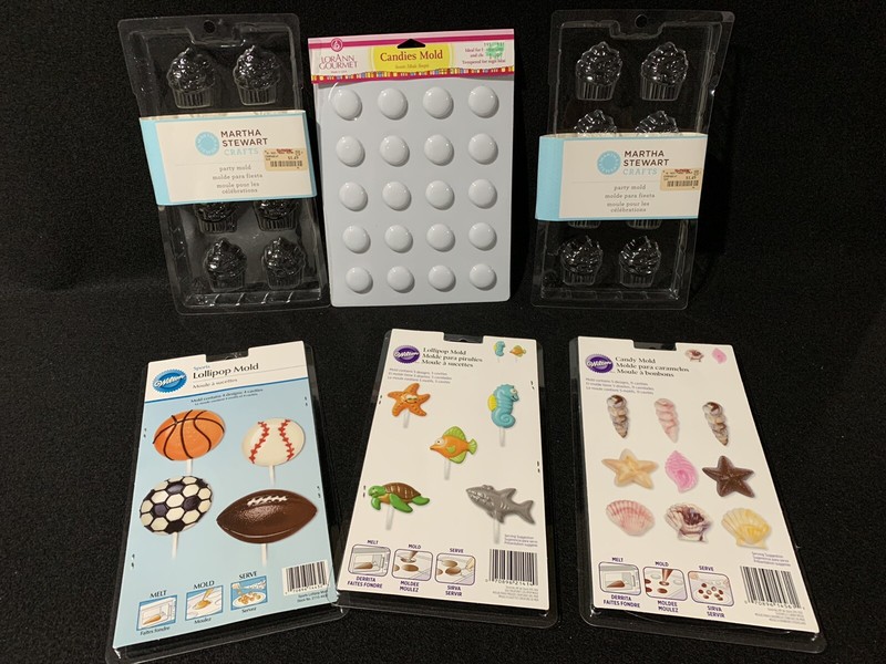 Lot of 6 Lollipop (Candy) Plastic Molds, Unopened