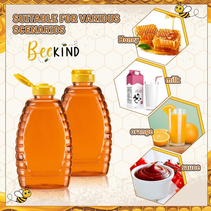 20 Pieces 32 oz Plastic Honey Jars Clear Bottles with Lids Flip Lid Dispenser gallery
