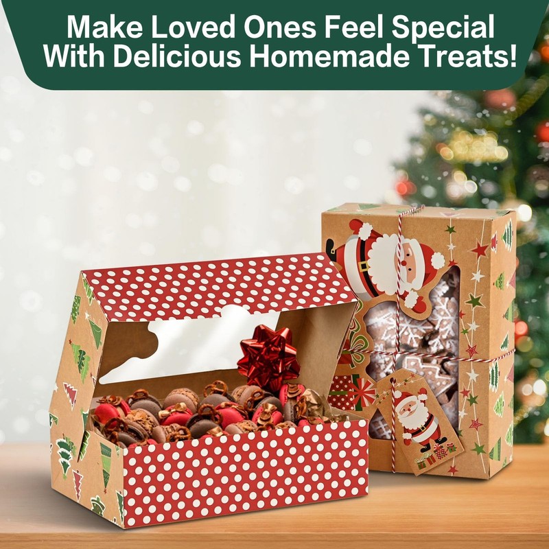 Christmas Cookie Boxes, Large Holiday Treat Tins with Lids, Bakery Gift Boxes... gallery