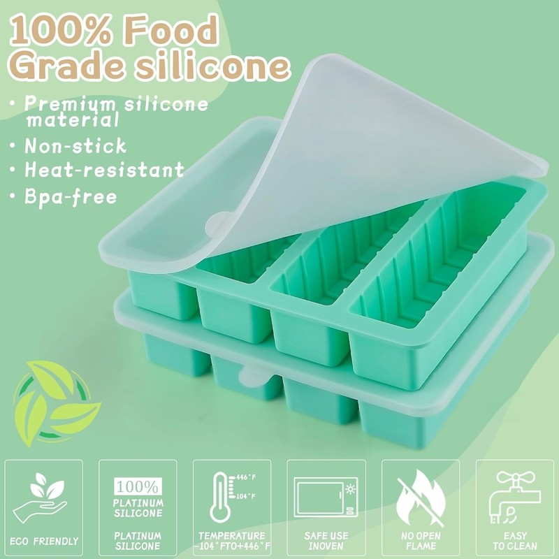 2Pack Butter Silicone Mold Tray with Lid, Non-Stick Butter Mold Tray for Home... gallery
