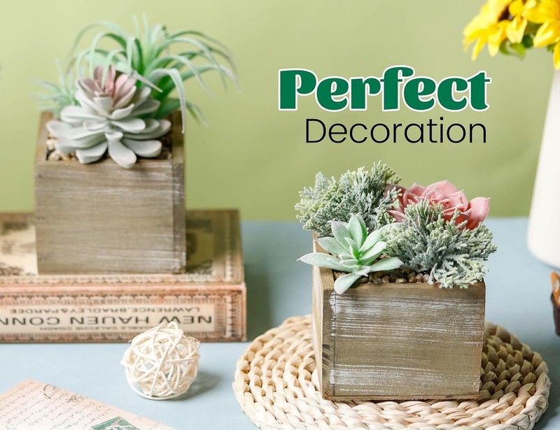 Der Rose 2 Pack Fake Plants Succulents Artificial Style A, Brown gallery