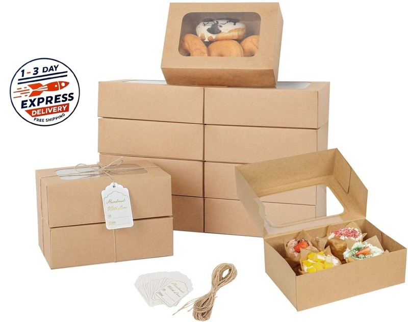 24 cajas para galletas con ventana para regalar en papel, de 9×6.3×3”