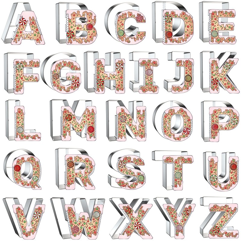 4 Inch Alphabet Letter Cookie Cutter Set 26 Pcs Extra Large Xzhloym Cookie C...