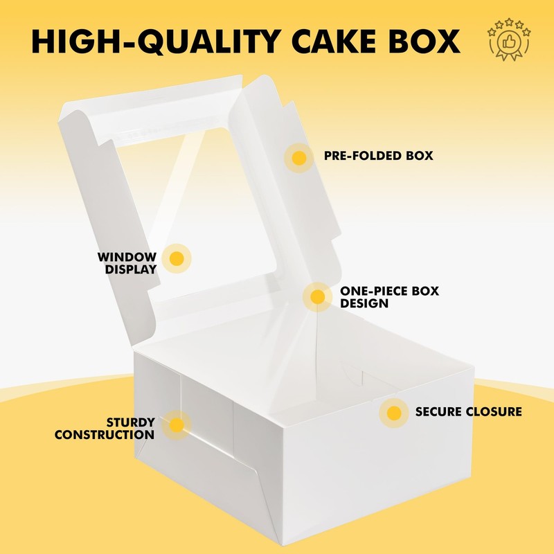 RACETOP 24pcs Cake Boxes with Window, 10x10x5 Inches White Bakery Boxes, Cook... gallery