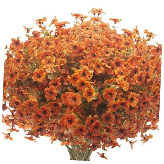 16 Bundles Artificial Fall Flowers for Outdoors Fake Plants UV Fall Red