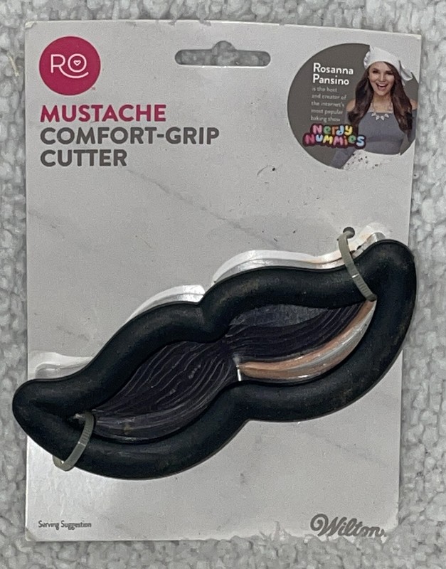New!!  Wilton-RO Rosanna Pansino Mustache Comfort Grip Cookie Cutter ‘Stache It!