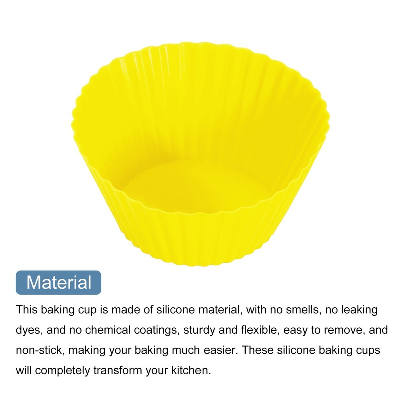 42Pcs Silicone Cupcake Baking Cups, 2.8" Non-Stick Muffins Liners Yellow gallery